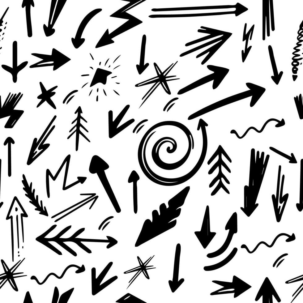 Seamless pattern  abstract scribble doodles arrows vector