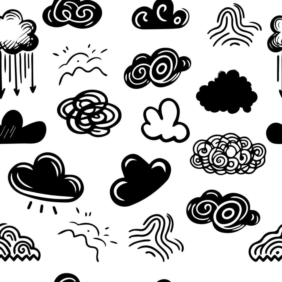 Seamless pattern abstract scribble doodles clouds vector