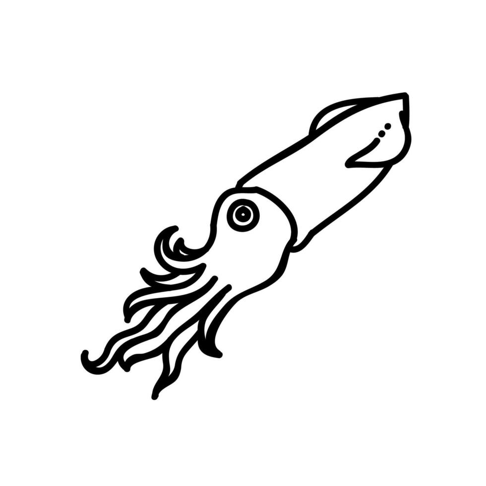 Squid icon. Hand drawn vector illustration. Editable line stroke.