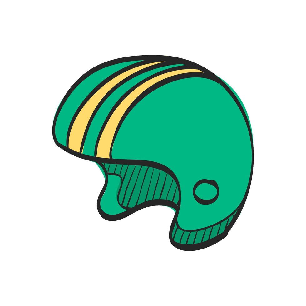 Motorcycle helmet icon in hand drawn color vector illustration