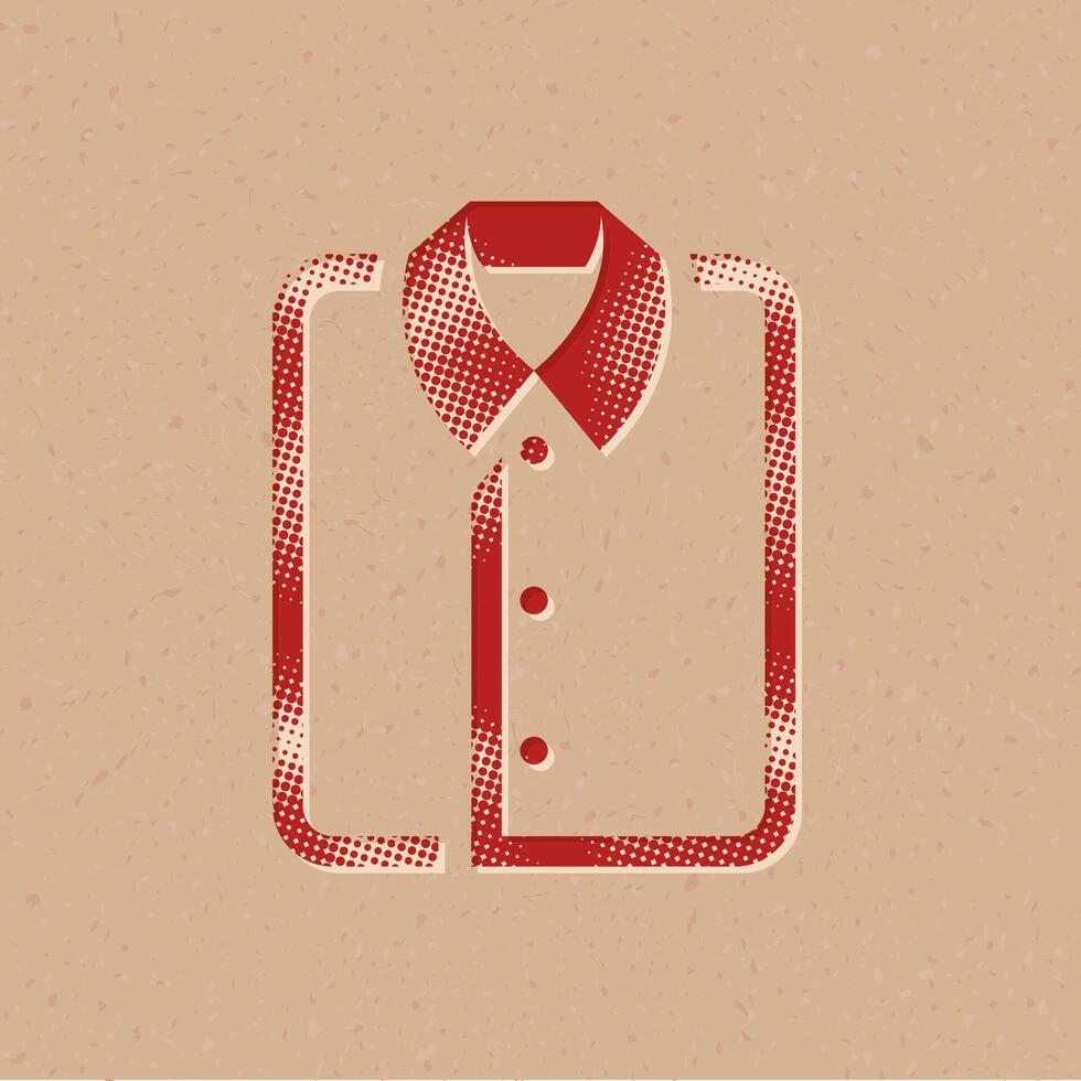 Folded shirt halftone style icon with grunge background vector illustration