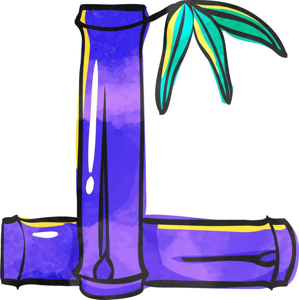 Bamboo icon in color drawing. Spa, herbs, relaxation, wellness, therapy vector