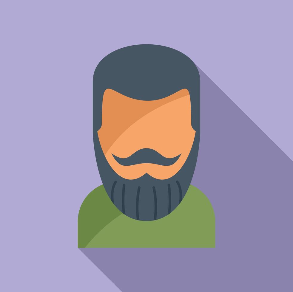 Aged beard man icon flat vector. Adult portrait vector
