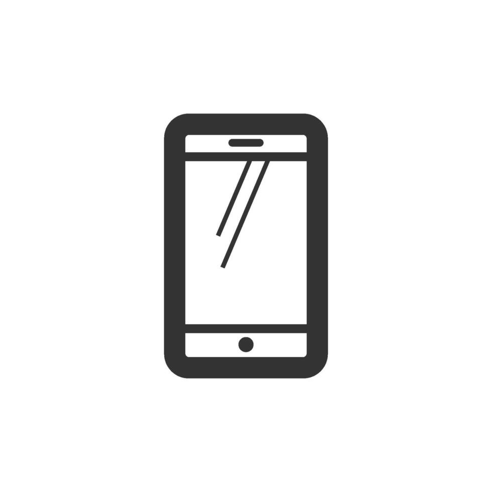 Smartphone icon in thick outline style. Black and white monochrome vector illustration.