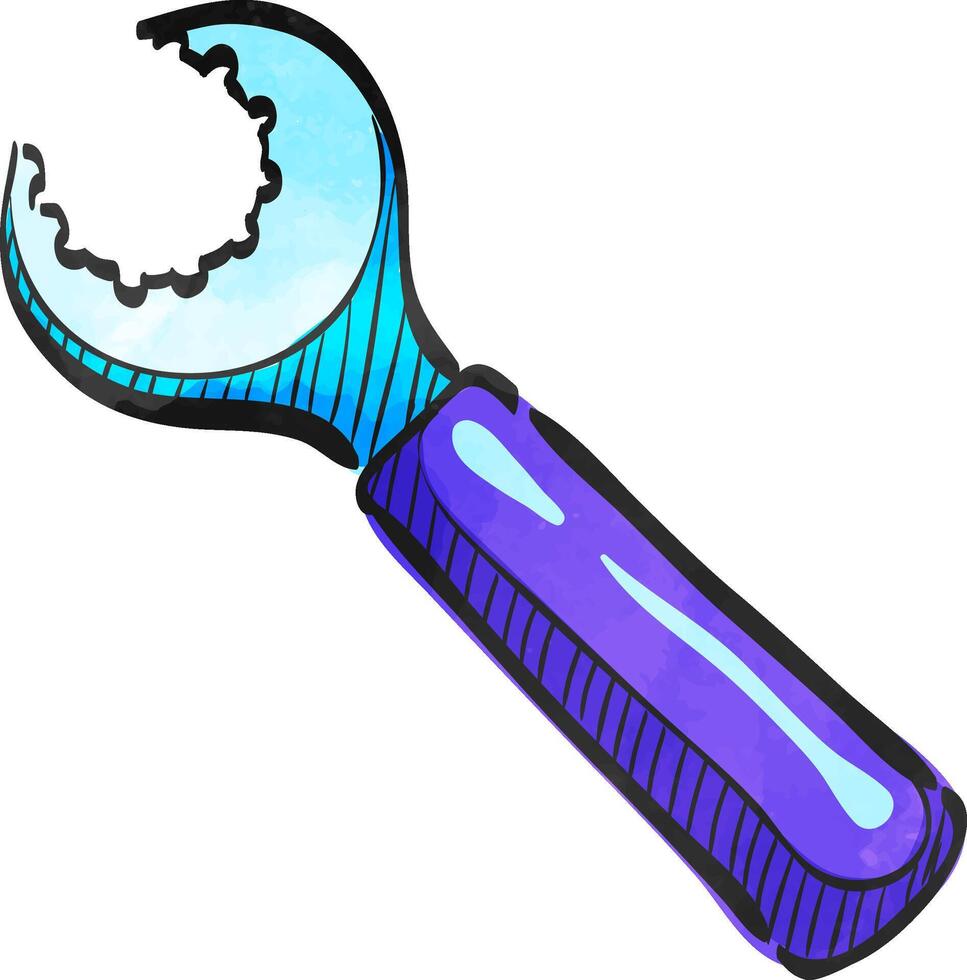 Wrench icon in watercolor style. vector