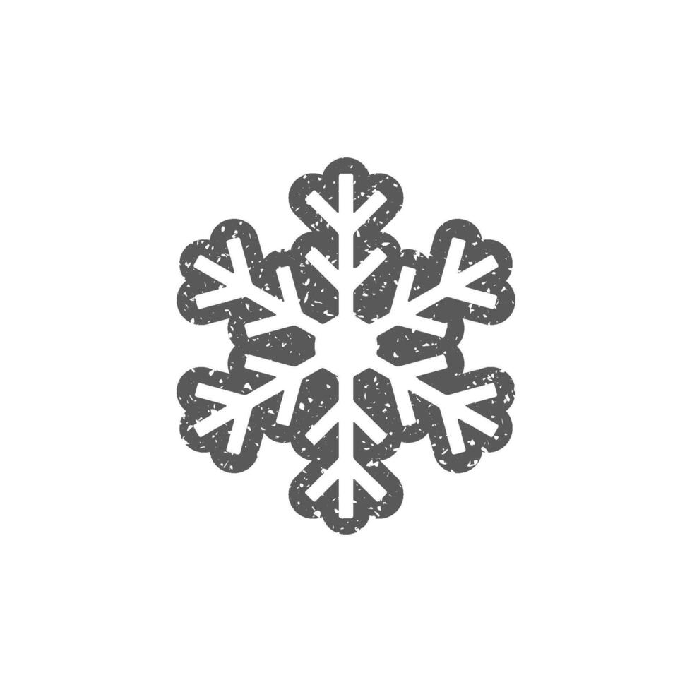 Snowflake icon in grunge texture vector illustration
