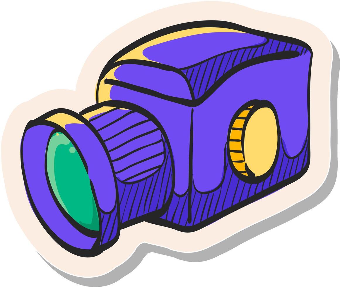 Hand drawn Camera icon in sticker style vector illustration