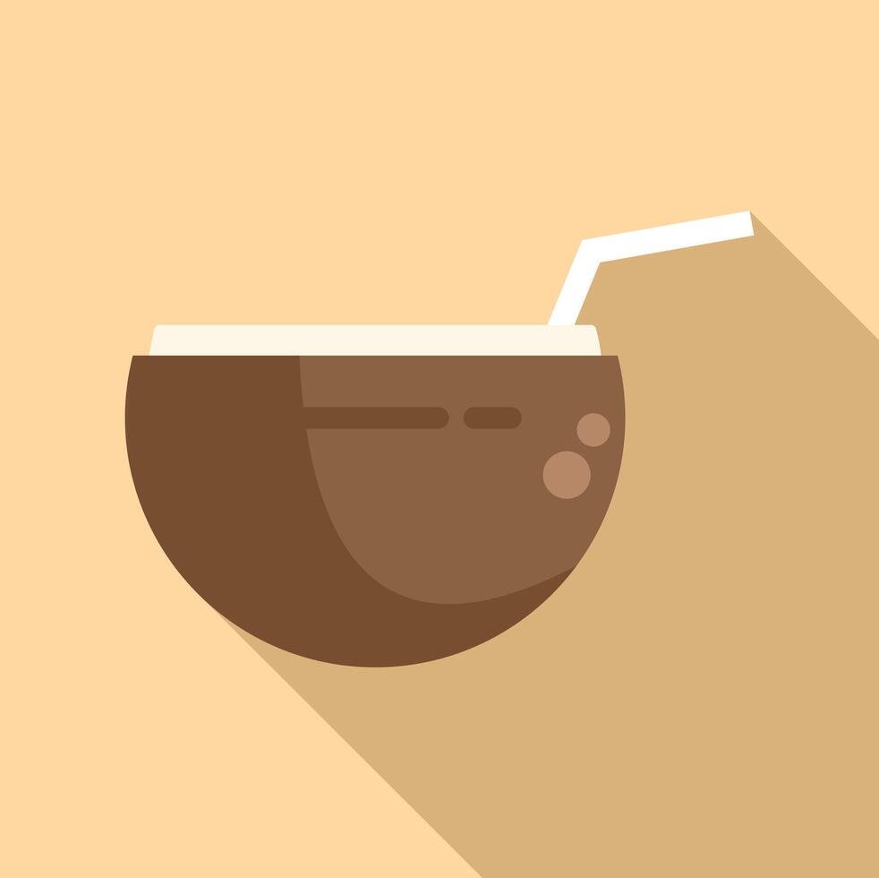 Coconut cocktail icon flat vector. Industry healthy vector