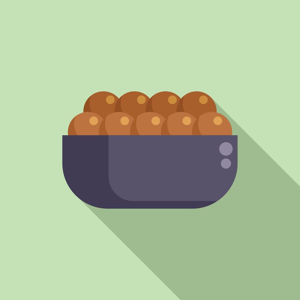 Plate of lentil seed icon flat vector. Grain soup cereal vector