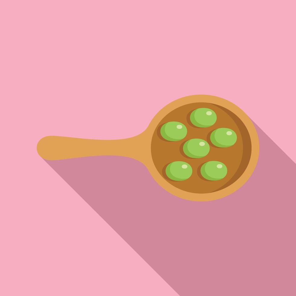 Spoon of lentil icon flat vector. Grain plant energy vector
