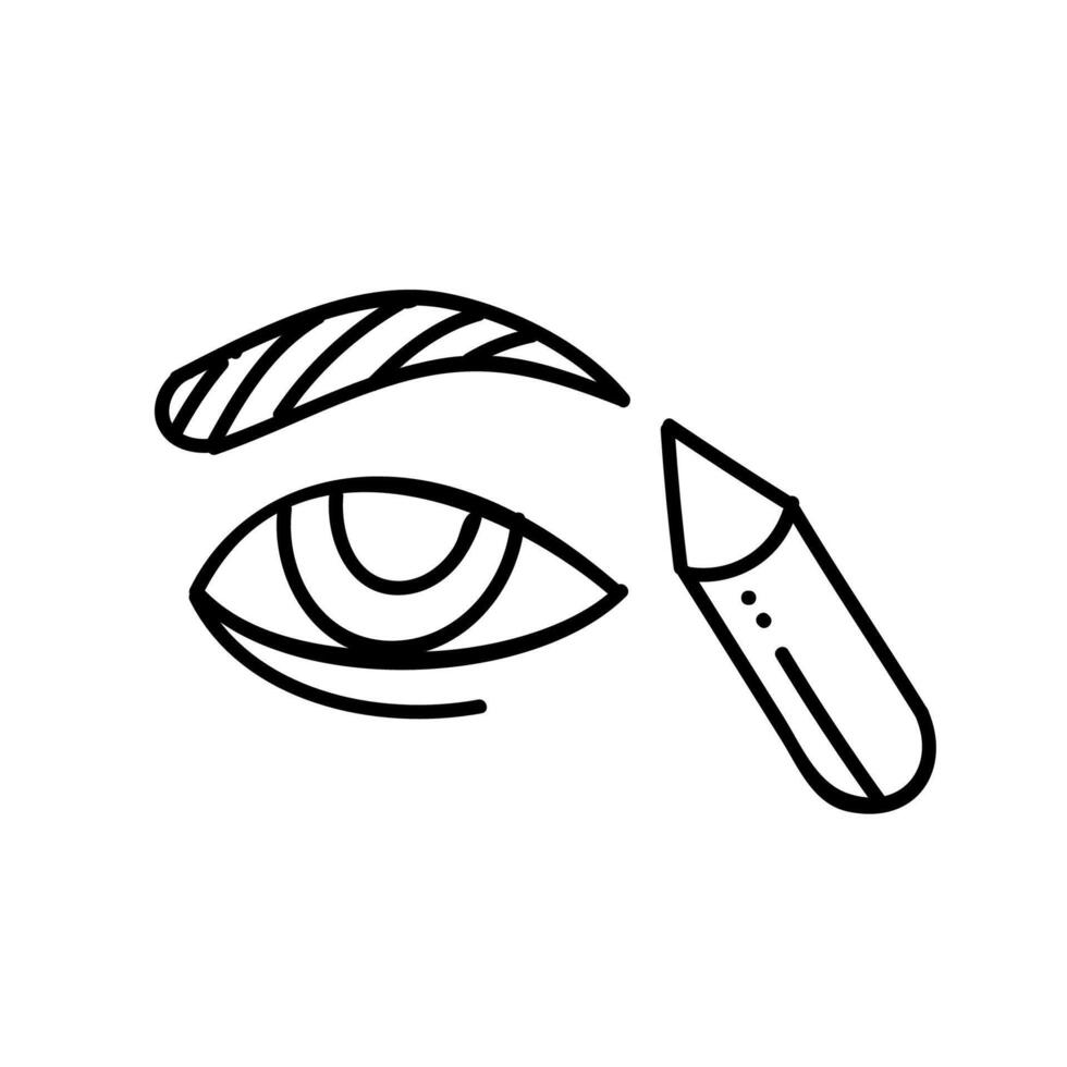 Eyebrow pencil icon. Hand drawn vector illustration. Editable line stroke.