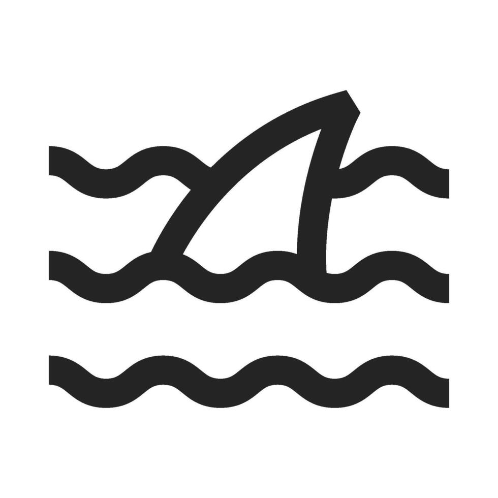 Shark icon in thick outline style. Black and white monochrome vector illustration