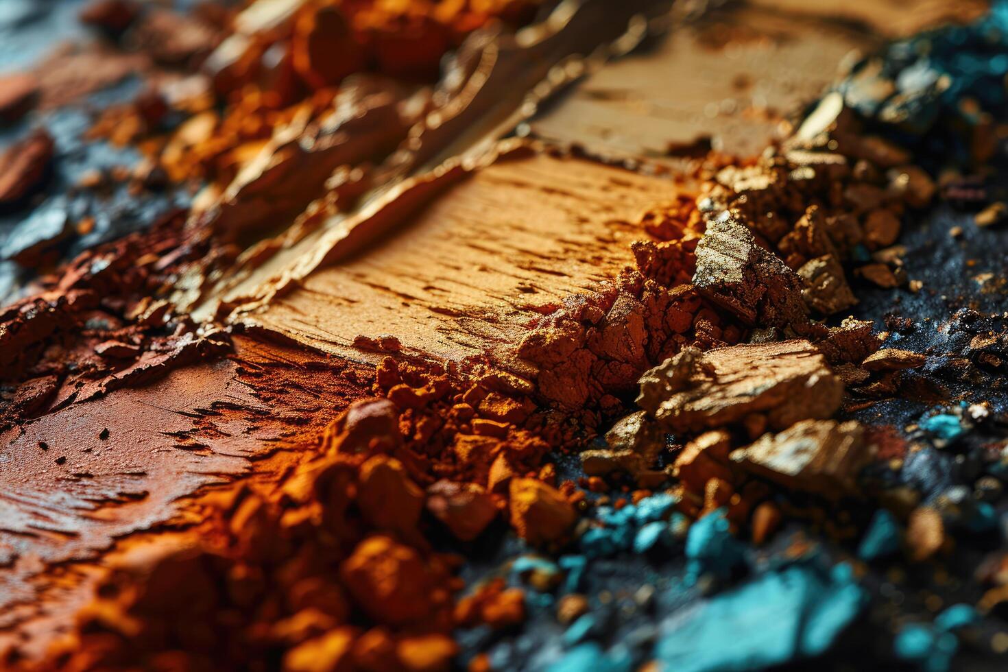 AI generated Crushed eyeshadow makeup set. The concept of fashion and beauty industry. photo