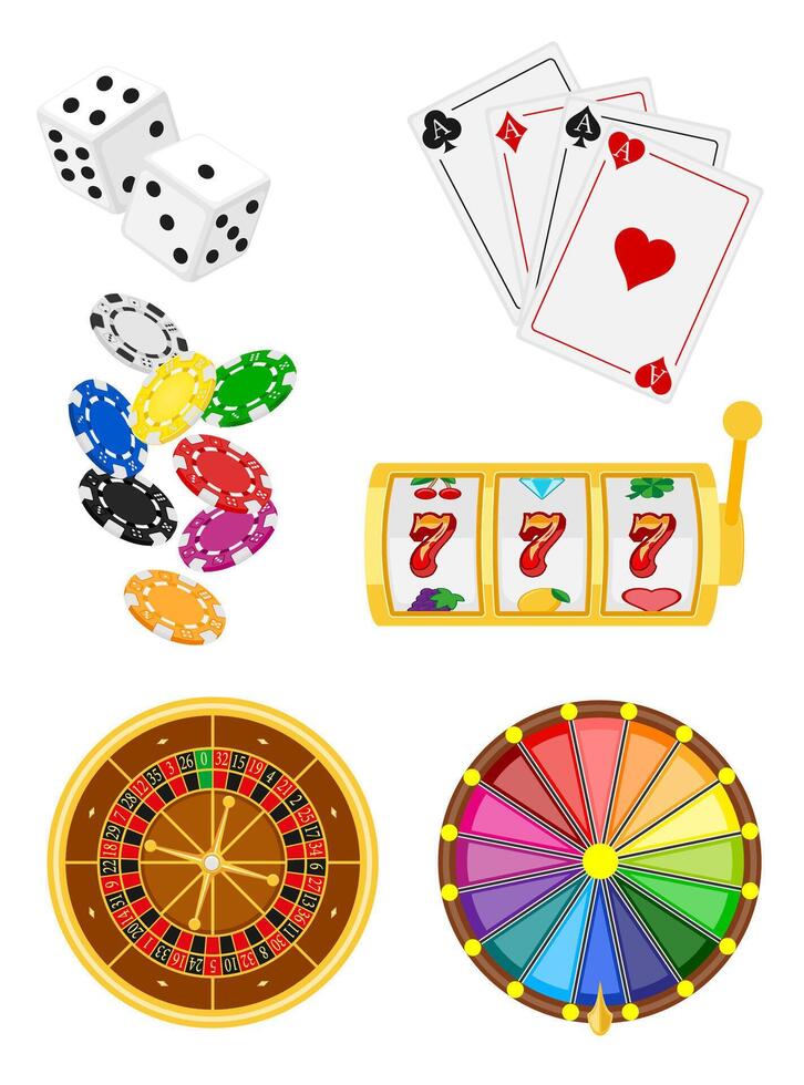 casino objects and equipment set icons stock vector illustration isolated on white background