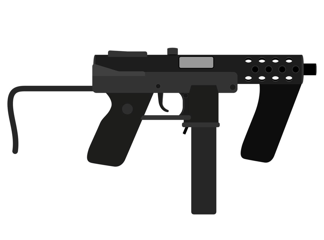 submachine machine hand gun weapons stock vector illustration isolated on white background