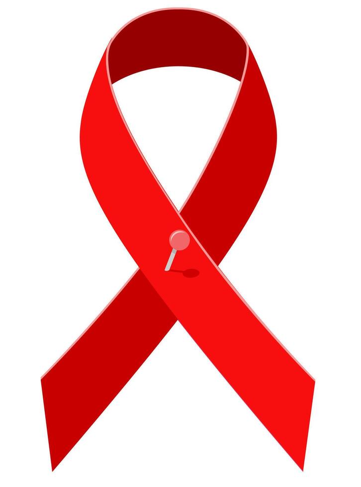 red ribbon aids awareness stock vector illustration isolated on white background