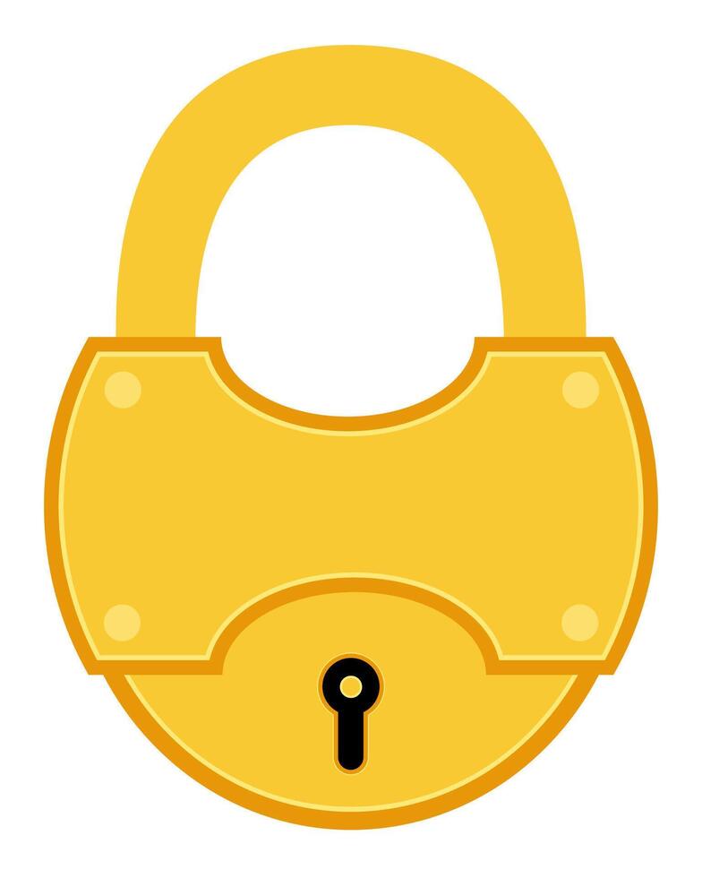 golden vintage lock stock vector illustration isolated on white background