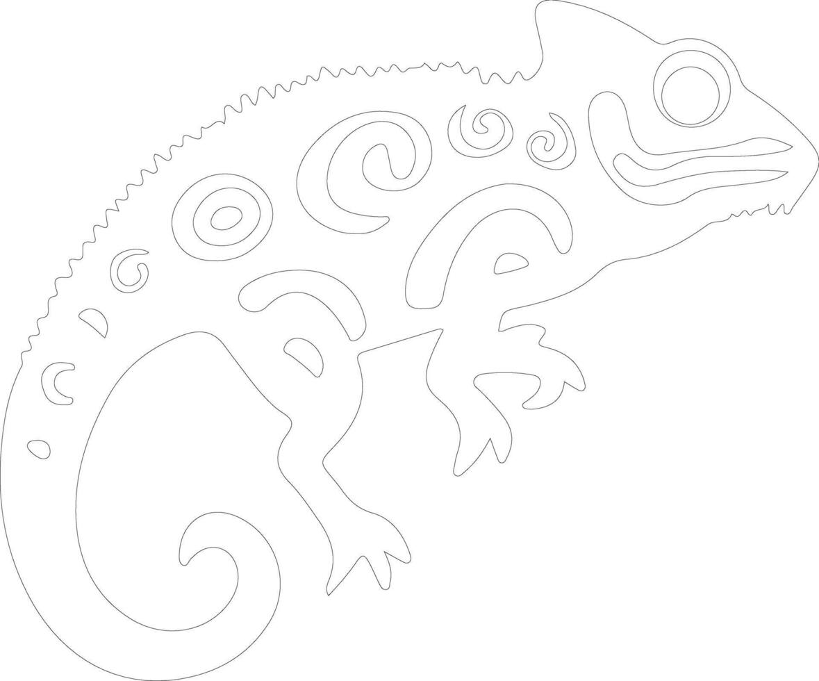 chameleon outline silhouette vector