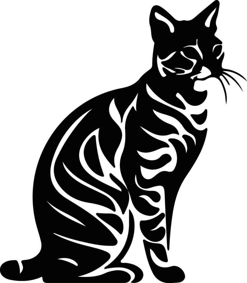Bengal Cat  black silhouette vector