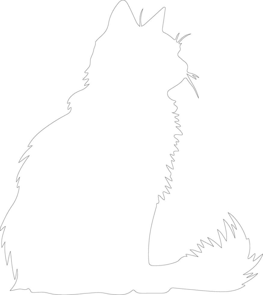 Nebelung Cat  outline silhouette vector