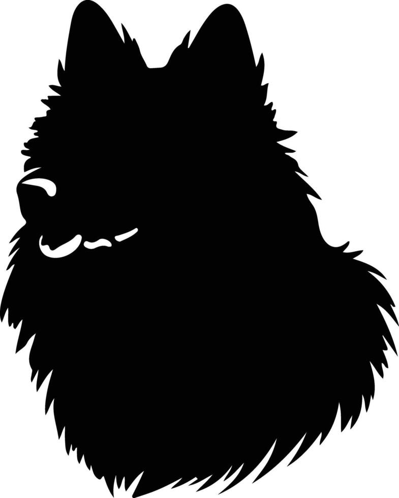 Keeshond   black silhouette vector