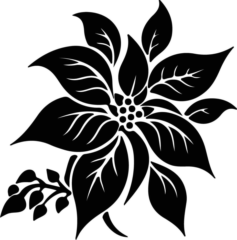 Poinsettia plant  black silhouette vector