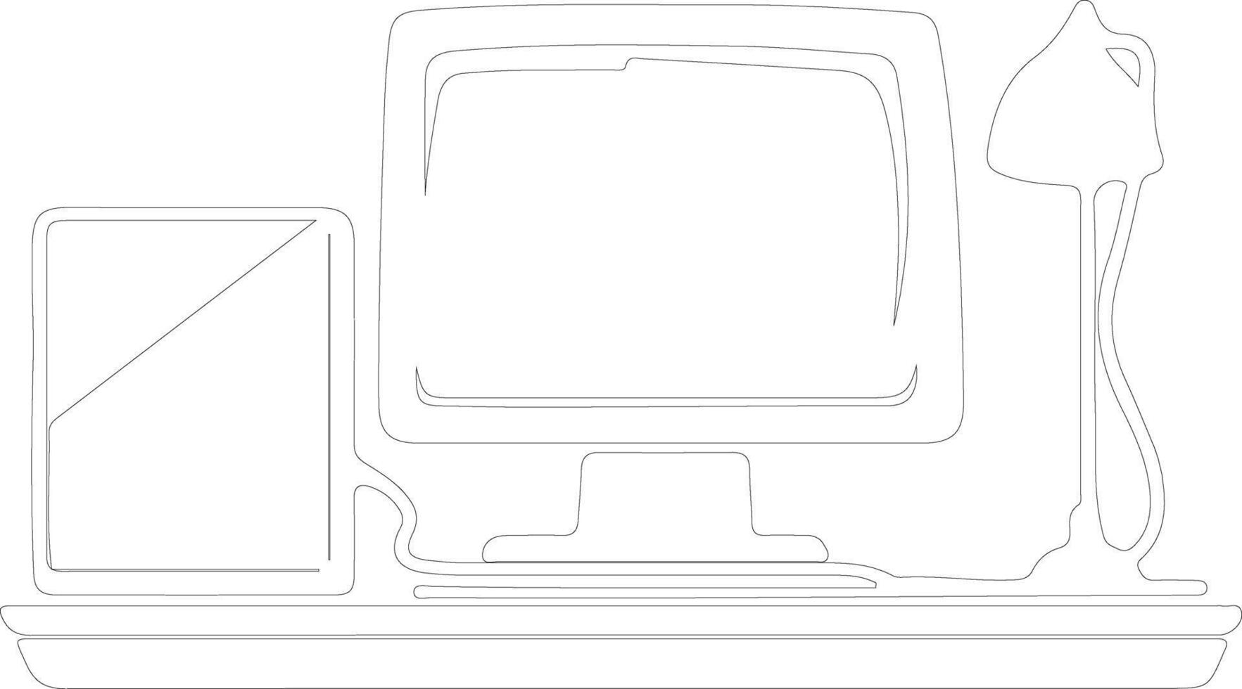 computadora contorno silueta vector