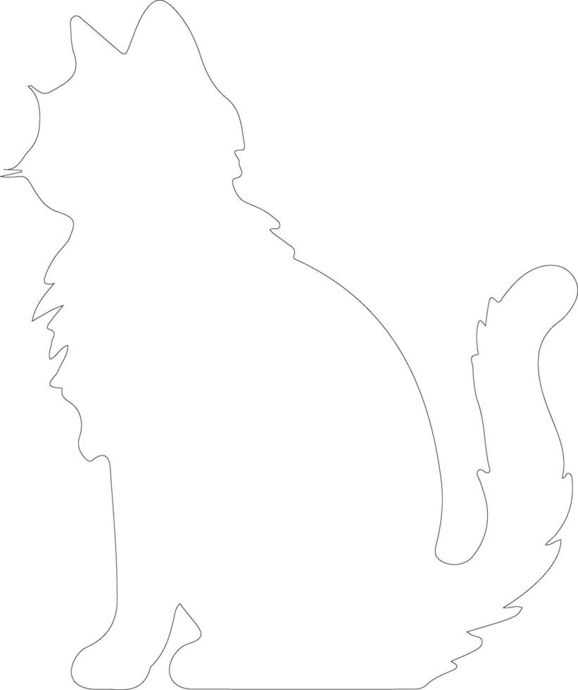 American Curl Cat  outline silhouette vector