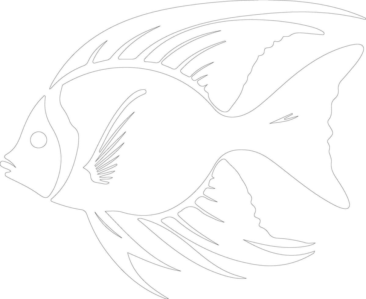 angelfish  outline silhouette vector