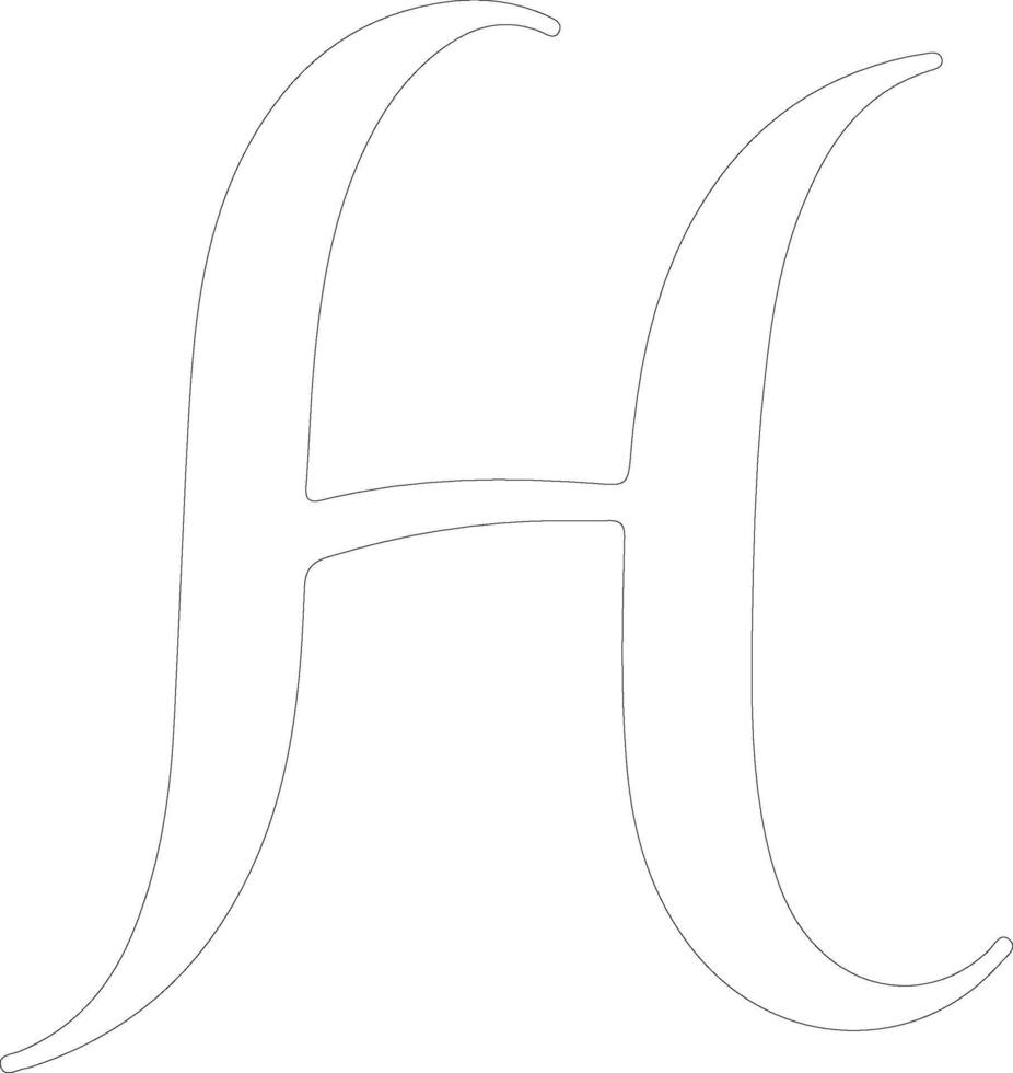 Letter H outline silhouette vector
