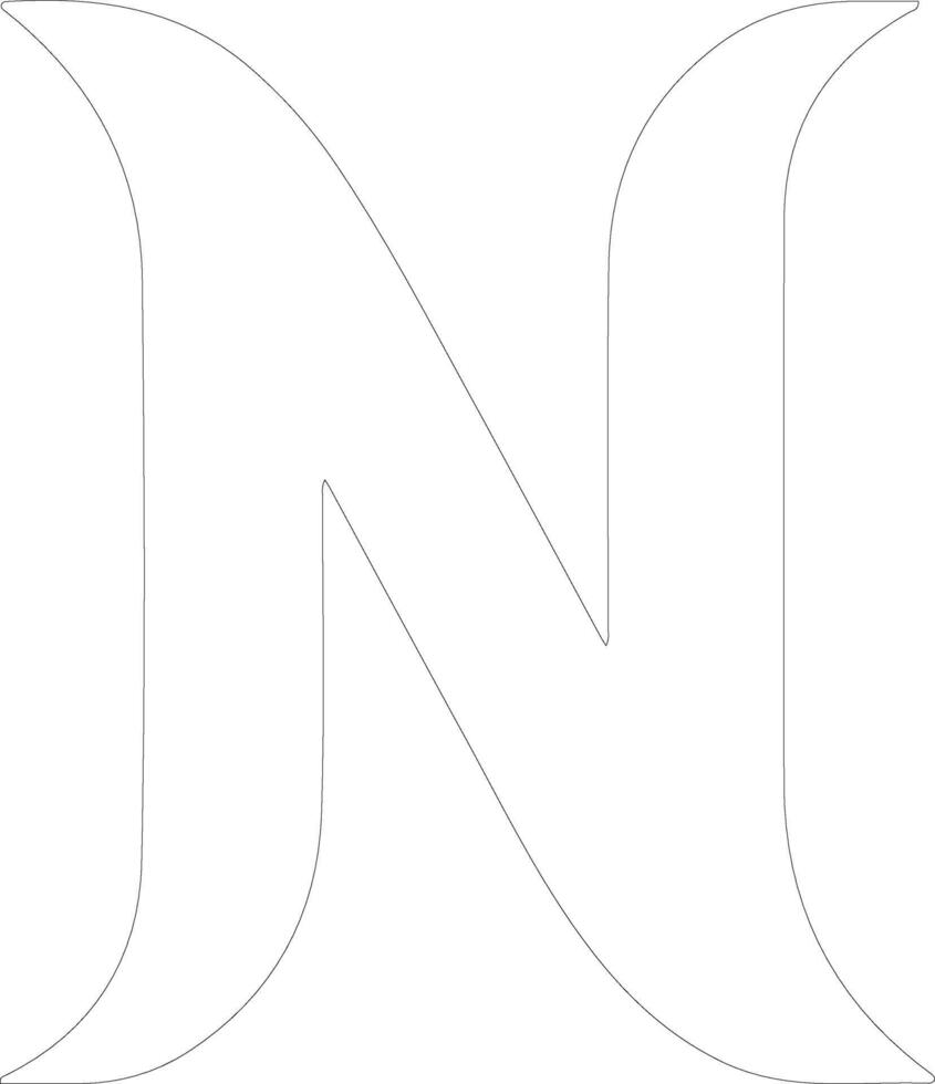 Letter N  outline silhouette vector