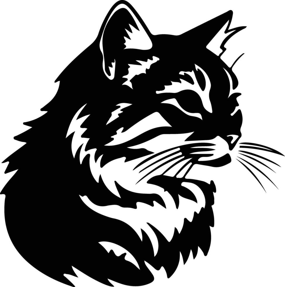 Pallass Cat  silhouette portrait vector
