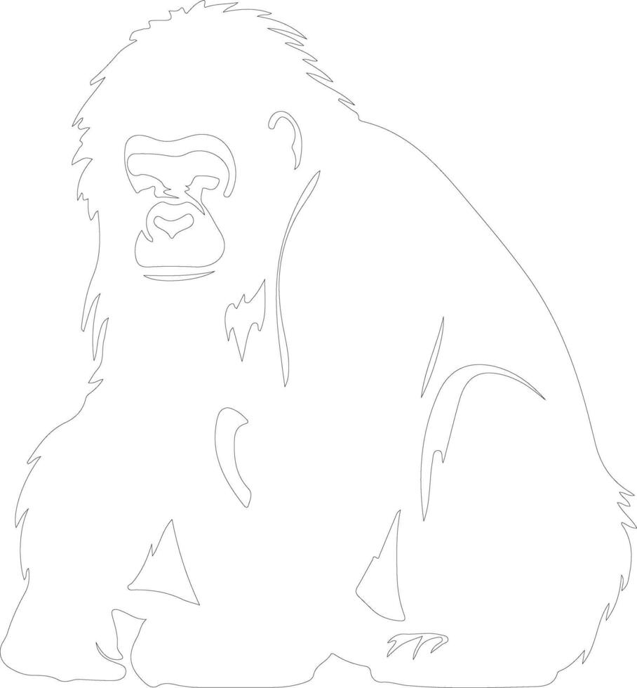 orangután contorno silueta vector