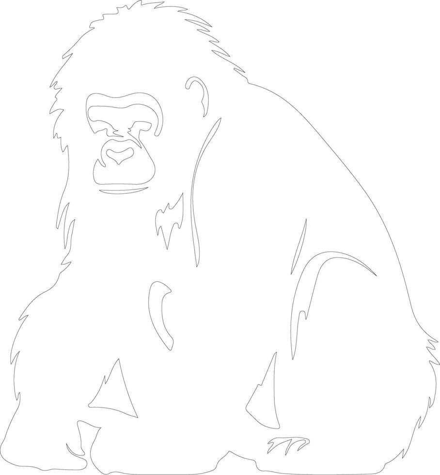 orangutan  outline silhouette vector