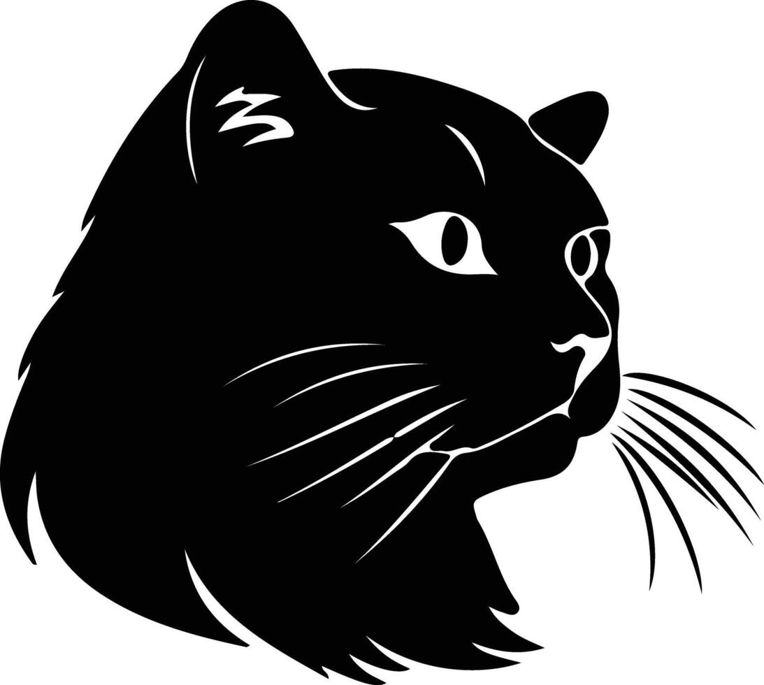 Scottish Fold Cat  silhouette portrait vector