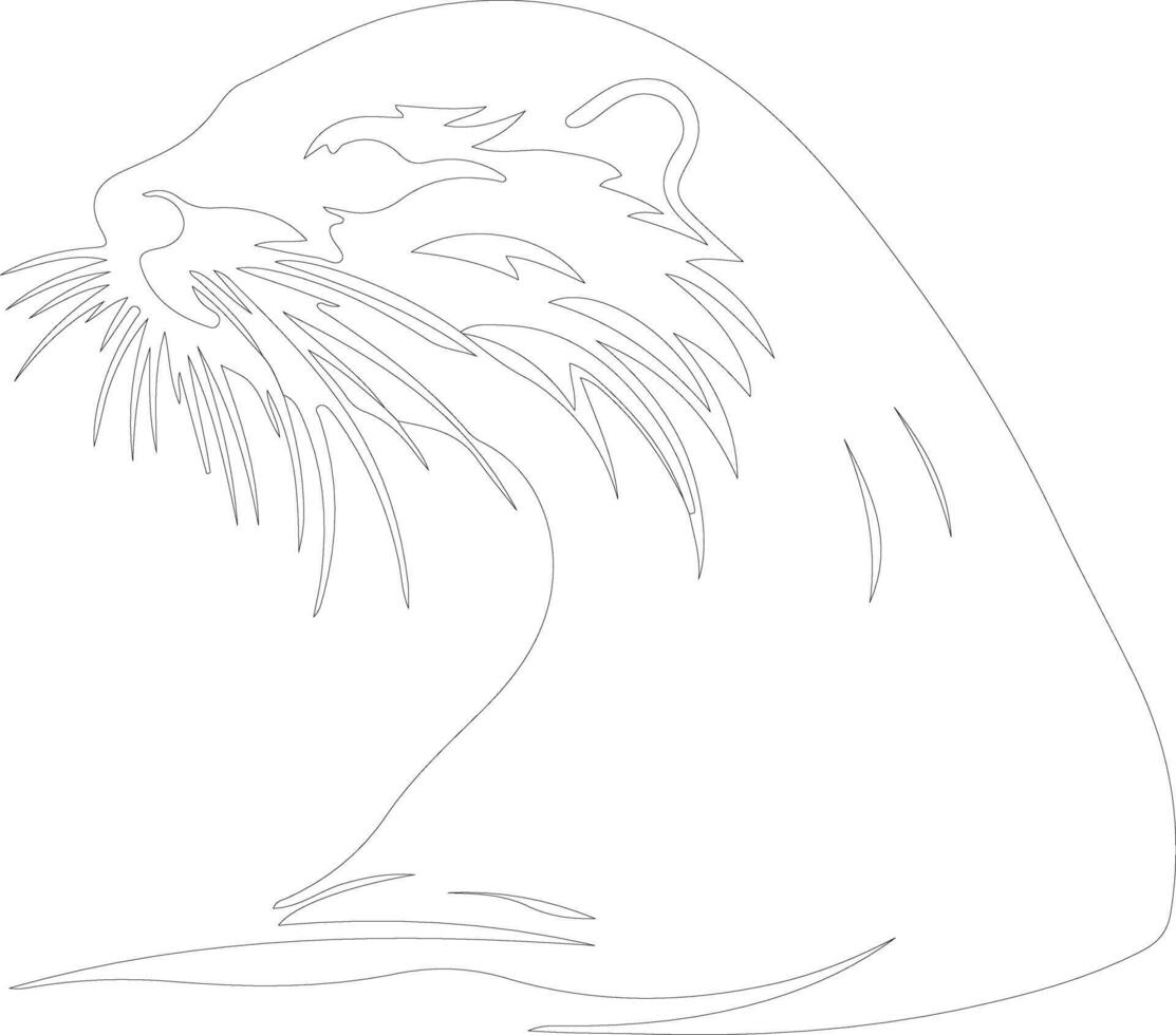 río nutria contorno silueta vector