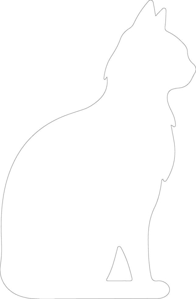 Japanese Bobtail Cat  outline silhouette vector