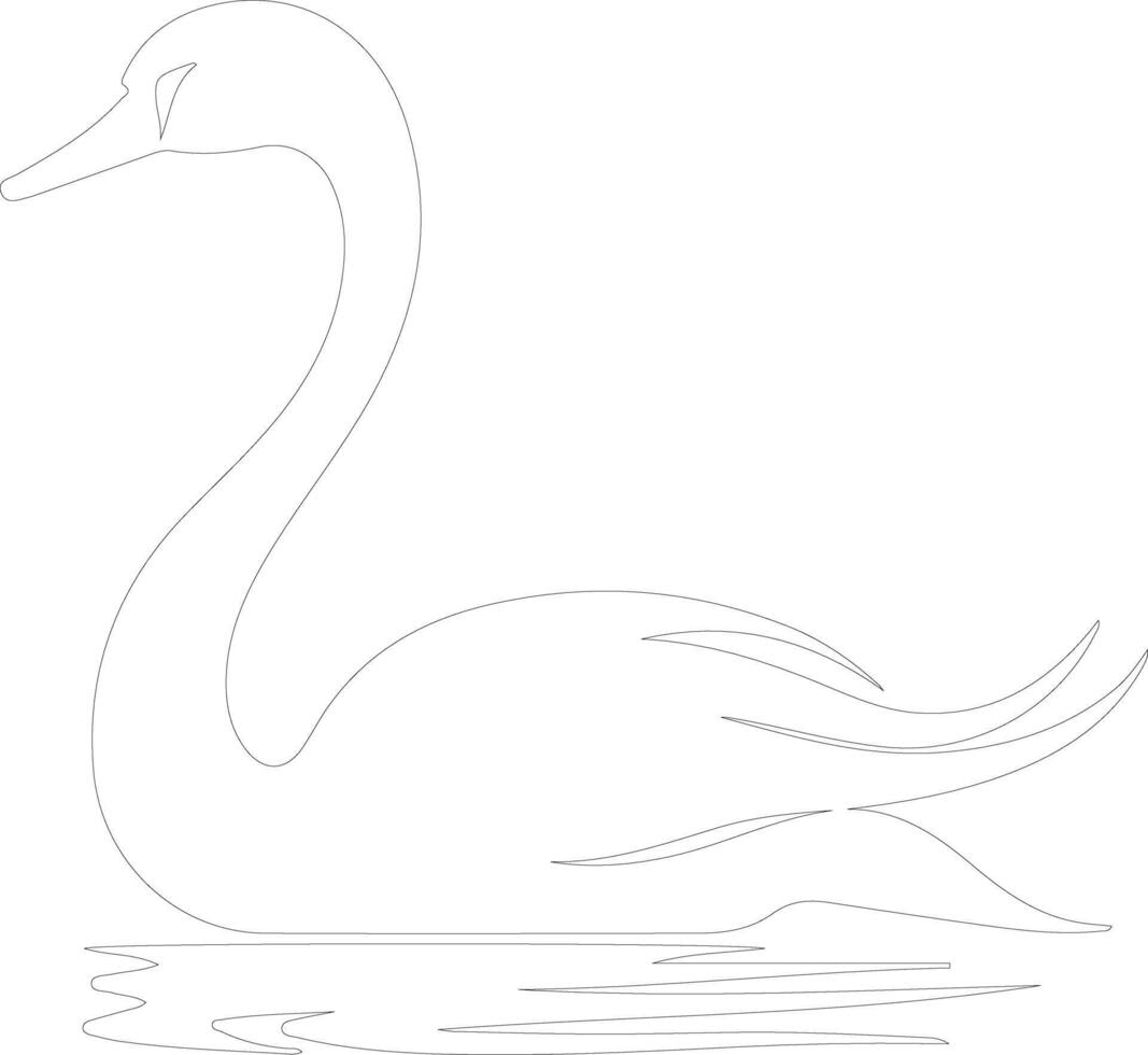 trompetista cisne contorno silueta vector