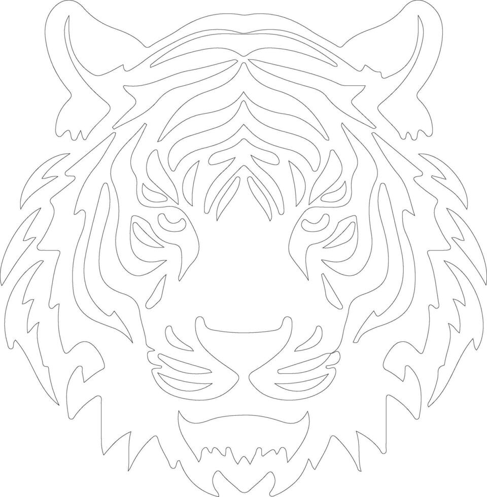white tiger  outline silhouette vector