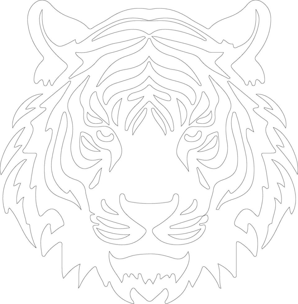 white tiger  outline silhouette vector