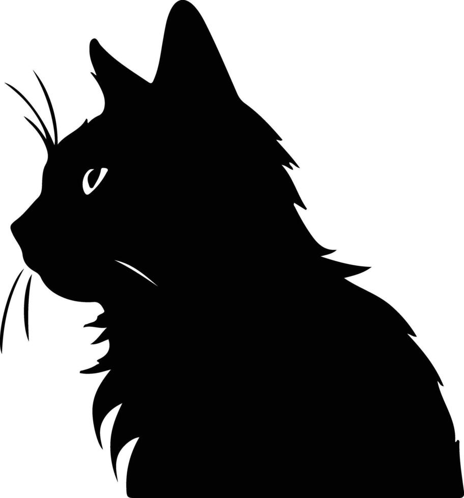 mekong rabicorto gato silueta retrato vector
