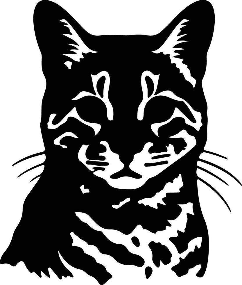 Rusty-spotted Cat  silhouette portrait vector