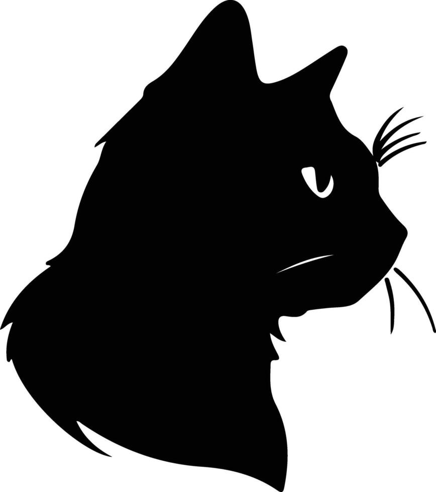 Flat-headed Cat  silhouette portrait vector