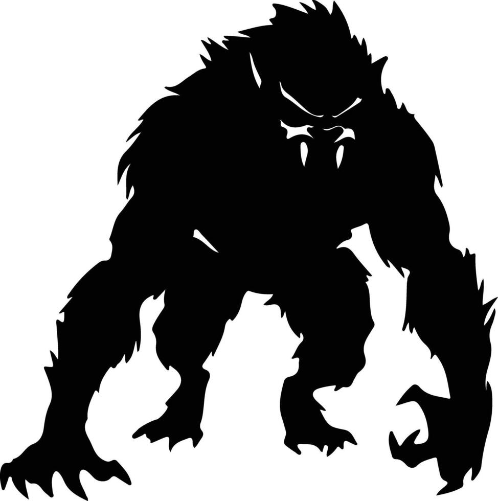 hombre-lobo negro silueta vector