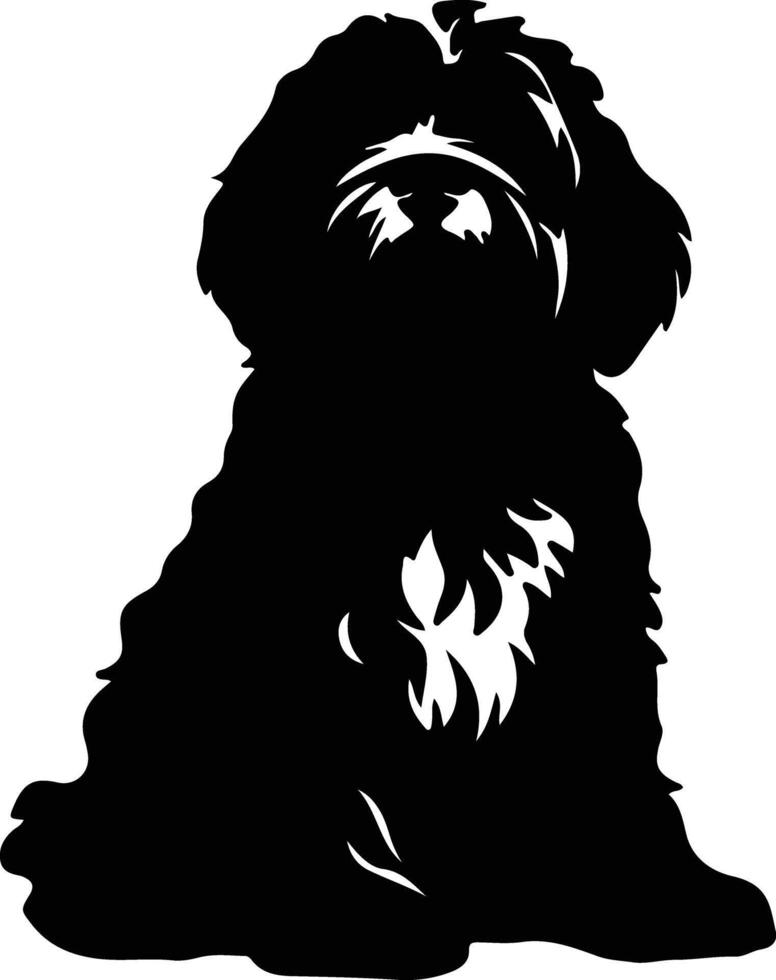 Portuguese Water Dog   black silhouette vector