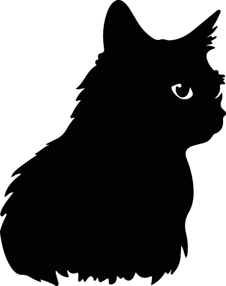 Selkirk Rex Cat  silhouette portrait vector