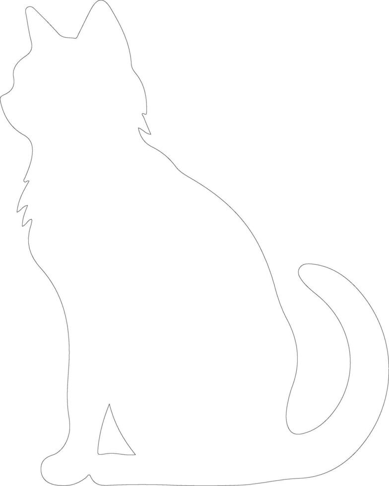 Cymric Cat  outline silhouette vector