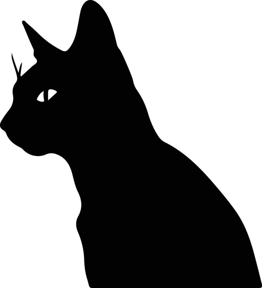 cabeza plana gato silueta retrato vector