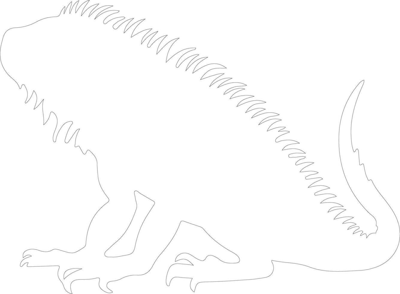 green iguana  outline silhouette vector