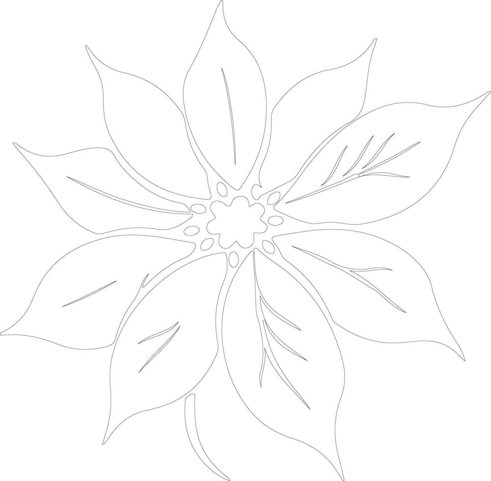 Poinsettia plant  outline silhouette vector